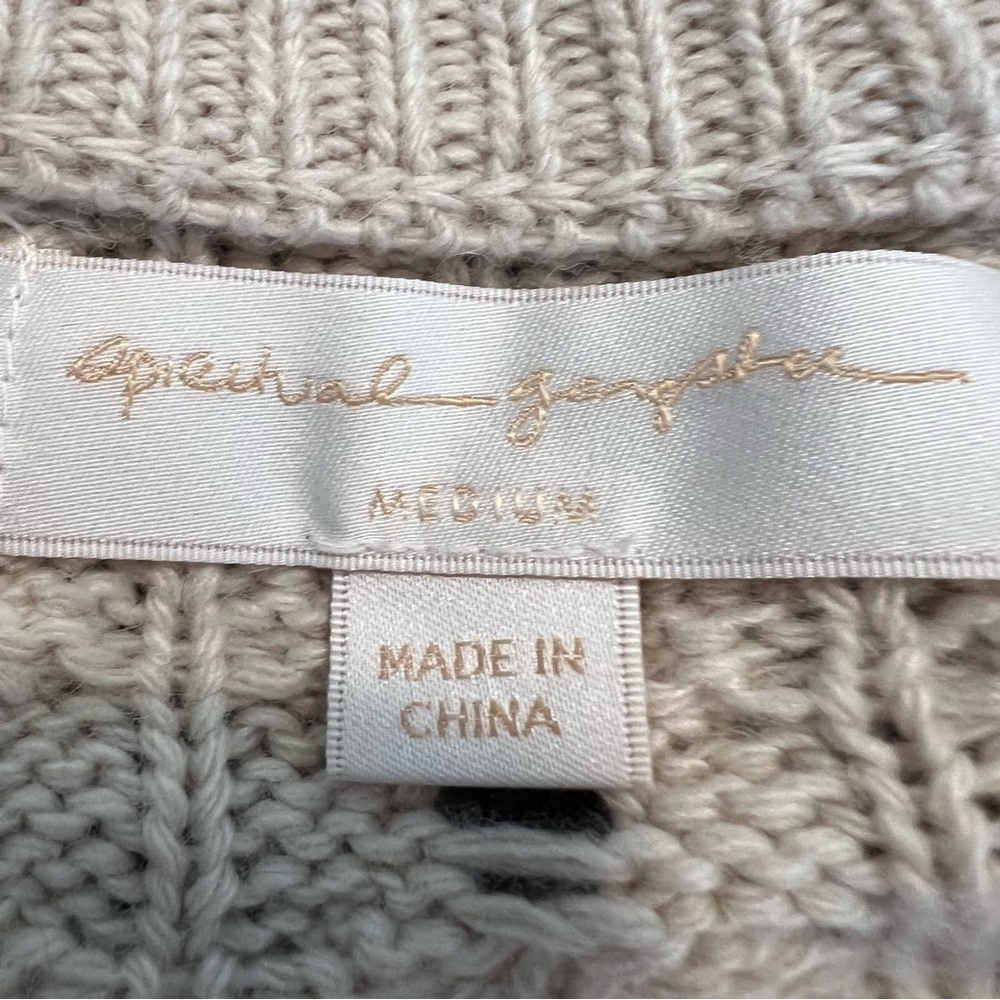 Spiritual Gangster Gemma Cable Knit Sweater Wool Alpaca White Sand Medium - Picture 9 of 13